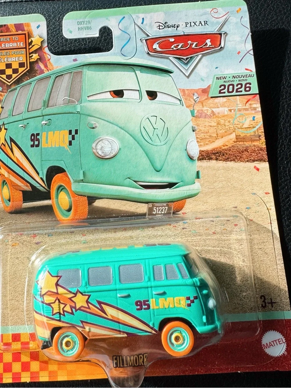 Disney Pixar Cars Race to Celebrate Fillmore Diecast Vehicle Toy Car Mattel